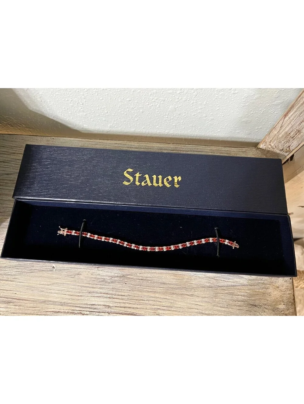 Stauer Tennis Bracelet Glamour ruby red luxury oval rose gold 925 gift box new